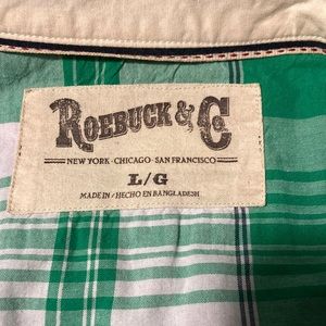 Green Plaid Button down mens short